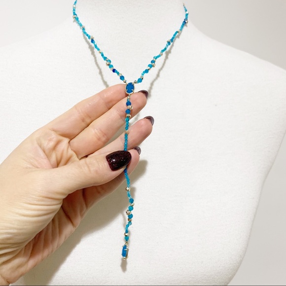 Kendra Scott turquoise aqua Bethany Y shaped NWT - Picture 4 of 8